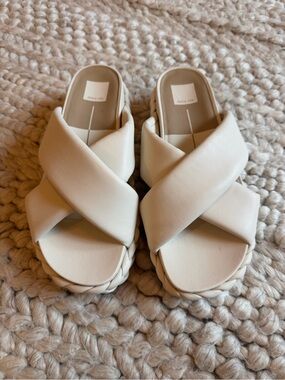 Dolce Vita Cream Braided Crisscross Slide Sandals